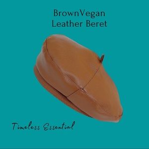 New Minimalist Vegan Leather beret painters hat with adjustable strap inside